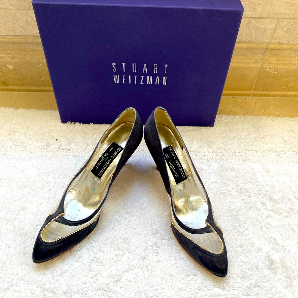 Vintage Gray, mesh, and rhinestone Stuart Weitzman Evening Shoes